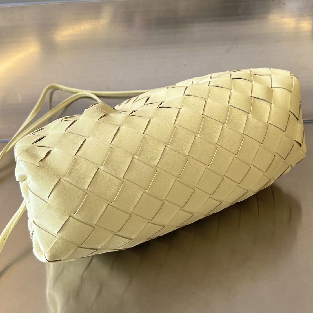 Mini Pouch Intrecciato Leather Clutch Light Yellow